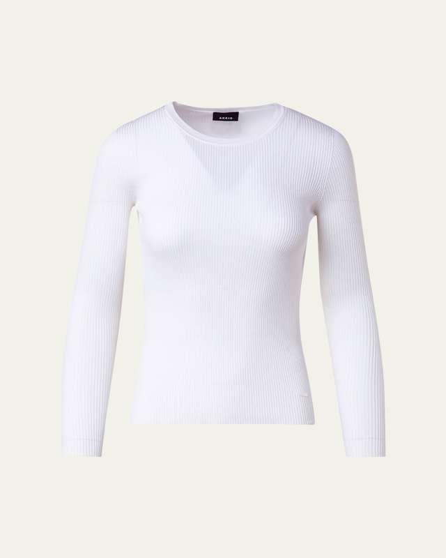 Silk Cotton Seamless Rib Fitted Sweater